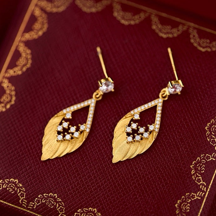 Golden Feather Spark Earrings