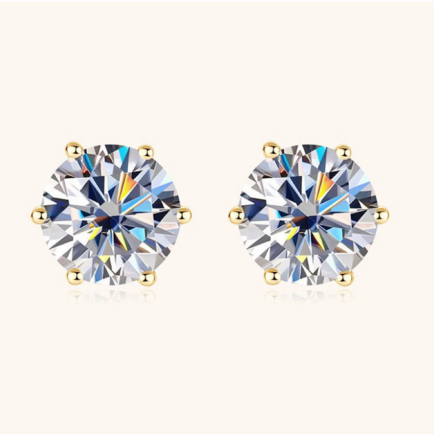 10K Gold Six-Prong Moissnaite Studs