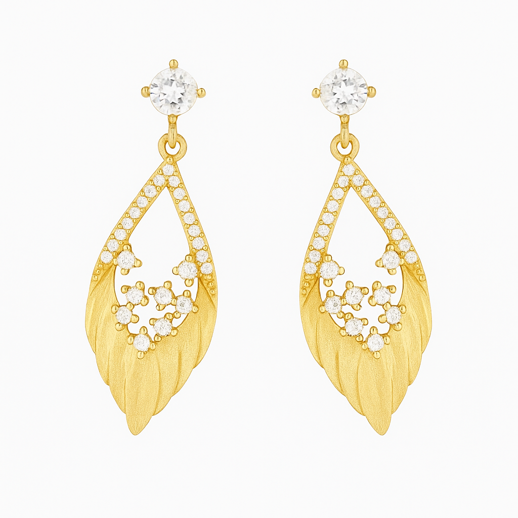 Golden Feather Spark Earrings