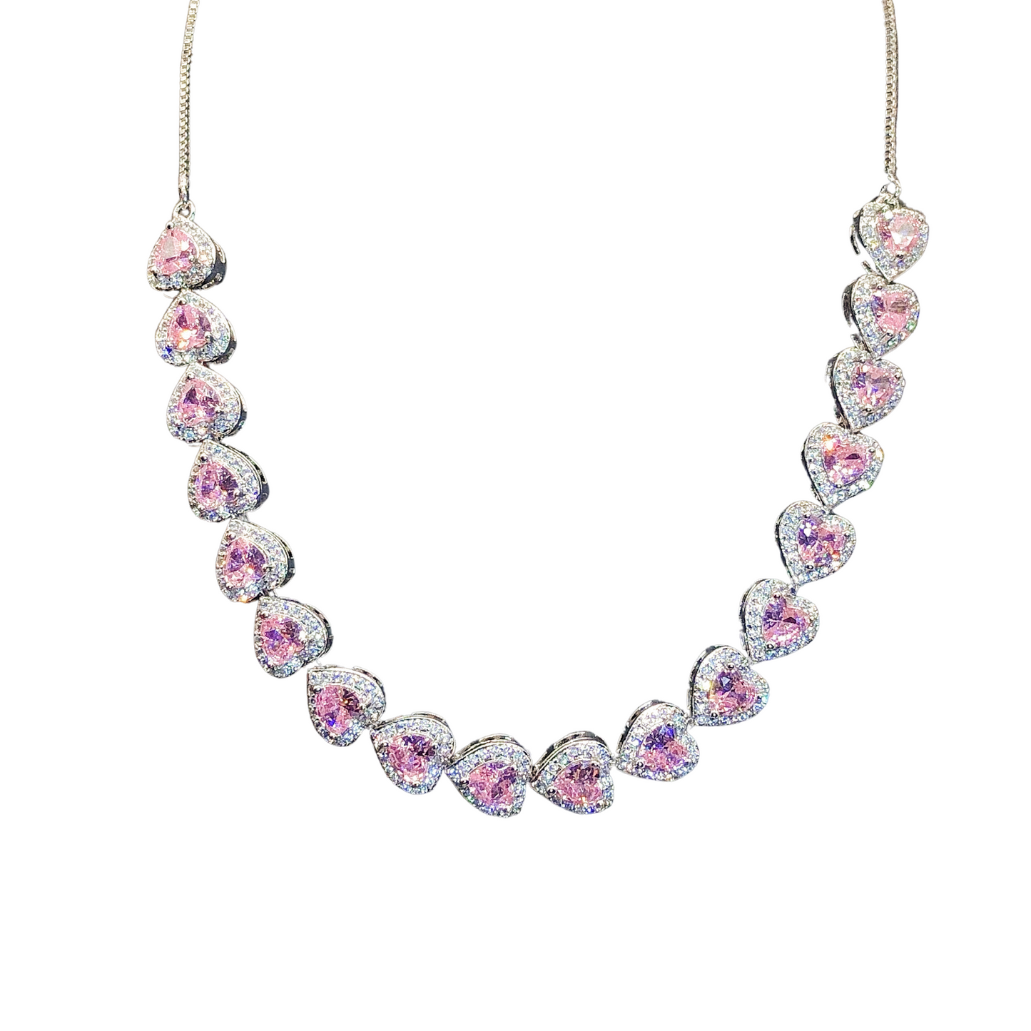 Pink Heart Halo Necklace