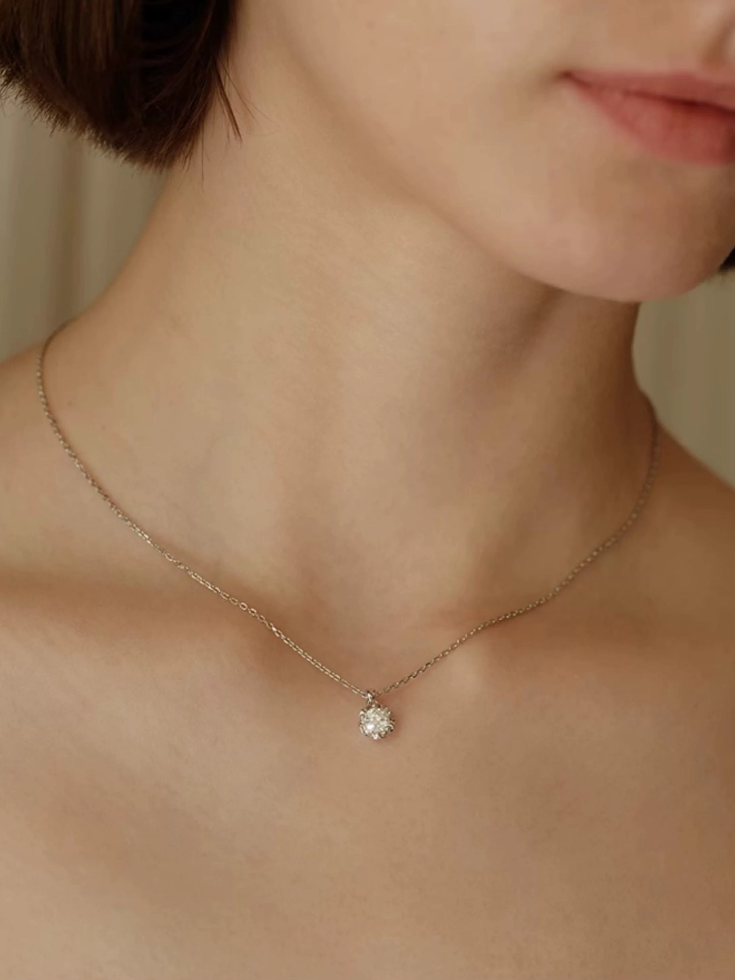 Silver Plum Radiance Moissanite Necklace