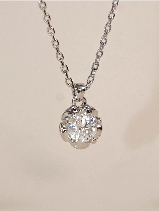 Silver Plum Radiance Moissanite Necklace