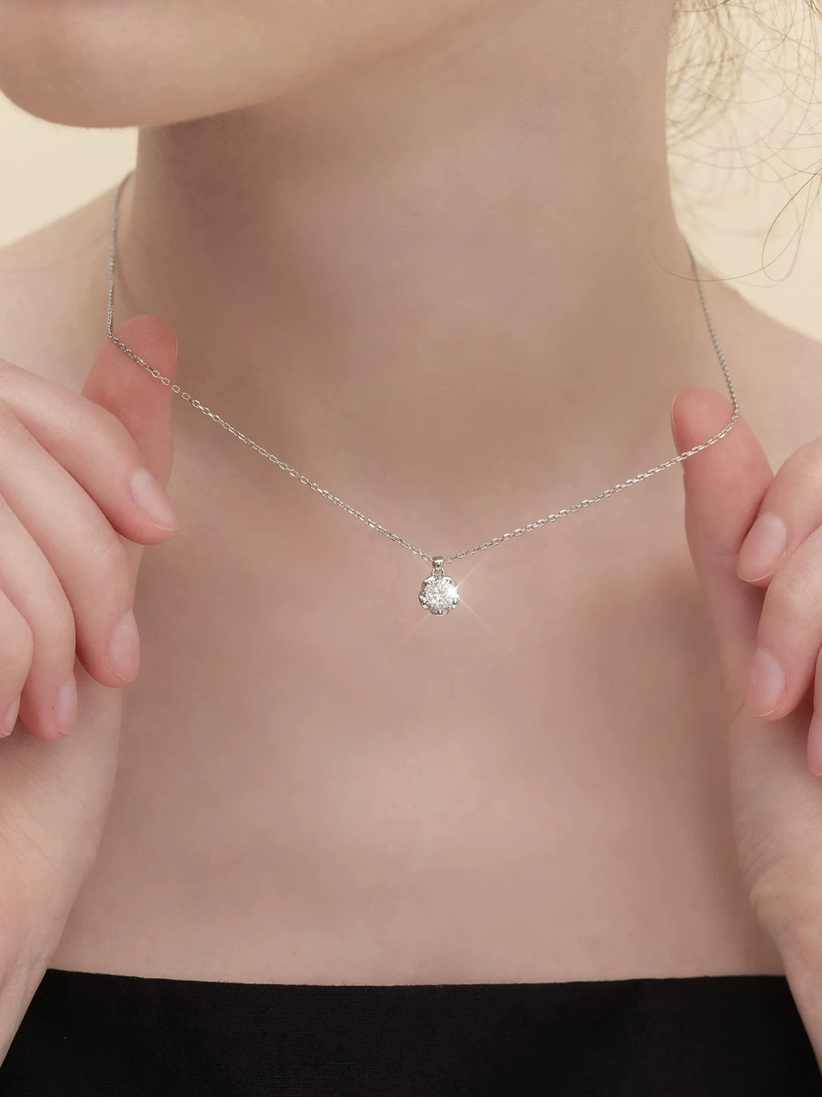 Silver Plum Radiance Moissanite Necklace