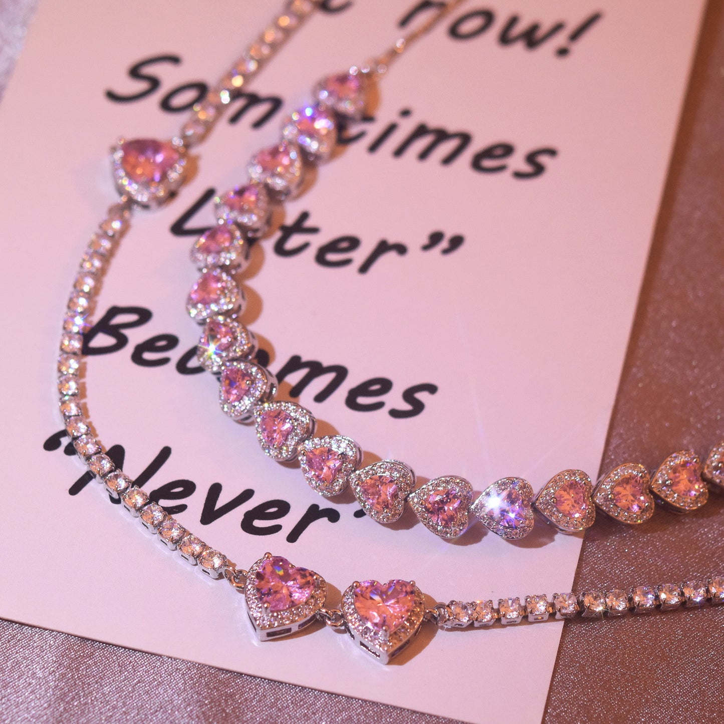 Pink Heart Halo Necklace