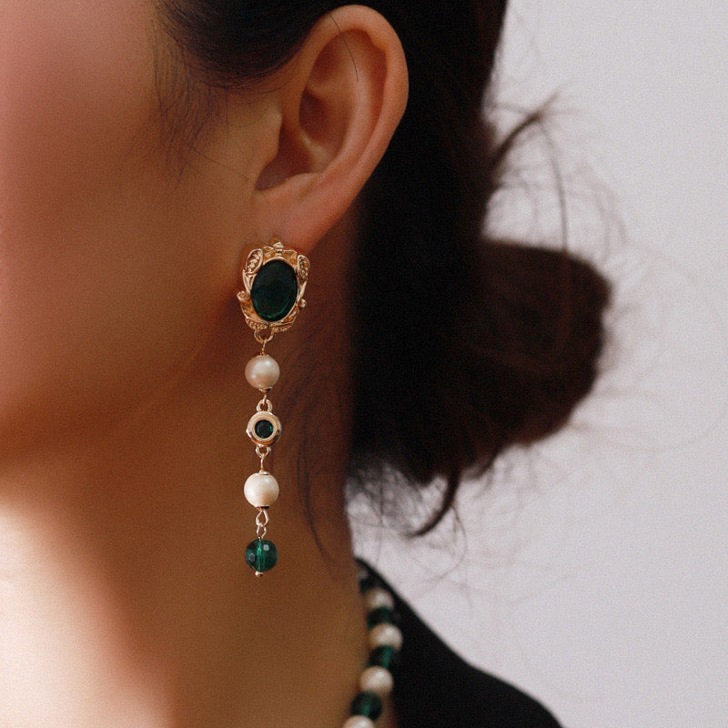 Emerald Harmony Drop Earrings