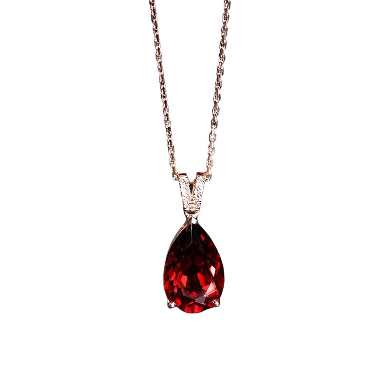 Crimson Garnet Teardrop Necklace