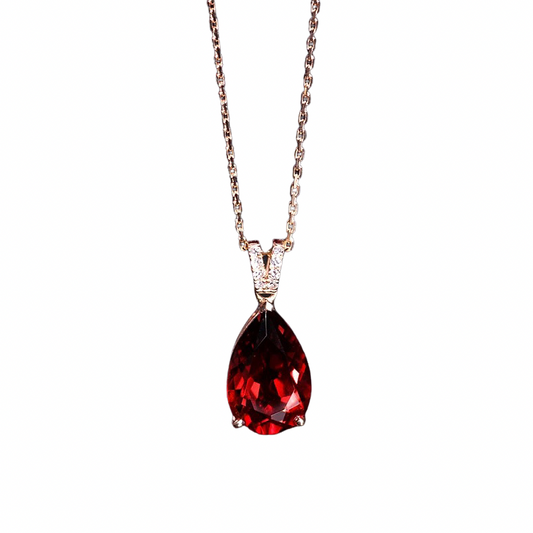 Crimson Garnet Teardrop Necklace