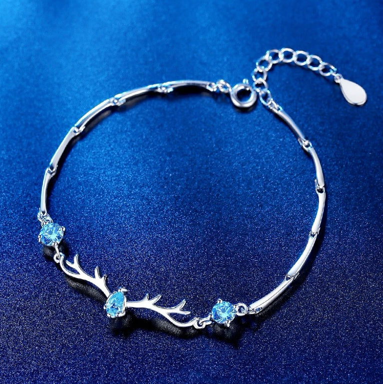 Blue Silver Antler Bracelet