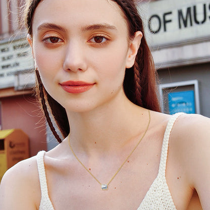 Classic Emerald-Cut Moissanite Necklace