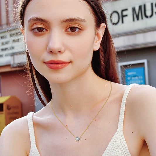 Classic Emerald-Cut Moissanite Necklace