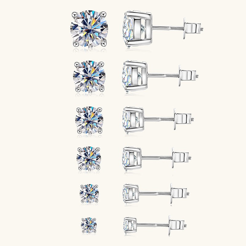 10K Gold Four-Prong Moissanite Studs