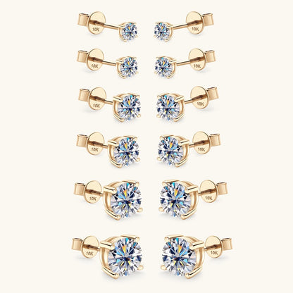 10K Gold Four-Prong Moissanite Studs