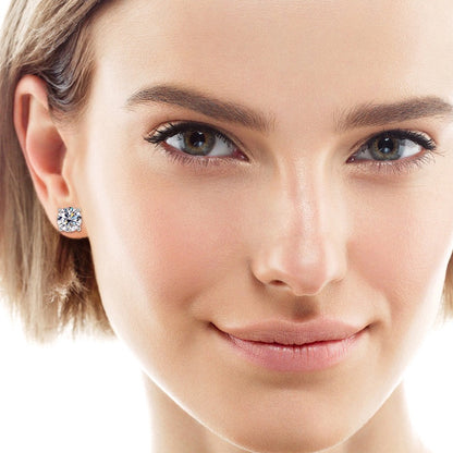 10K Gold Four-Prong Moissanite Studs