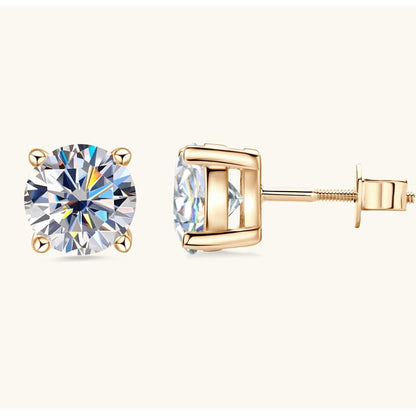 10K Gold Four-Prong Moissanite Studs