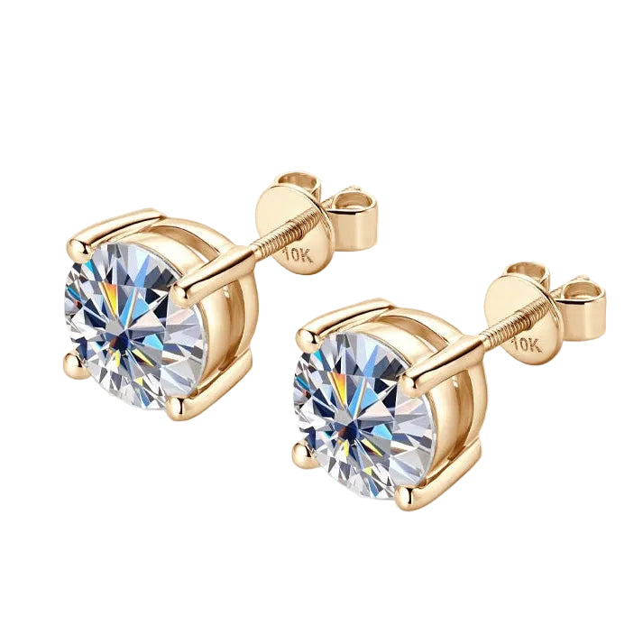 10K Gold Four-Prong Moissanite Studs