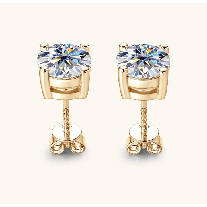 10K Gold Four-Prong Moissanite Studs
