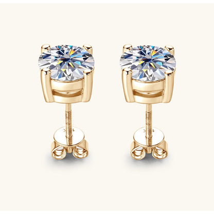 10K Gold Four-Prong Moissanite Studs