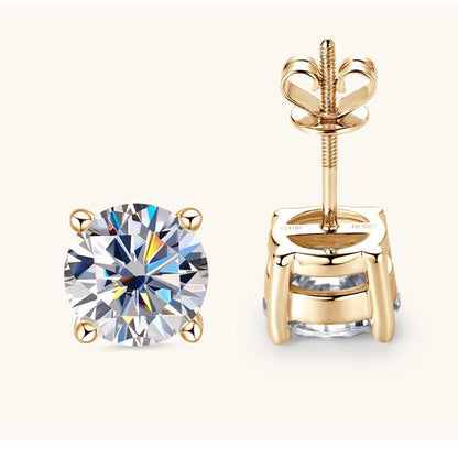 10K Gold Four-Prong Moissanite Studs
