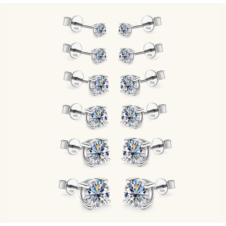 10K Gold Four-Prong Moissanite Studs