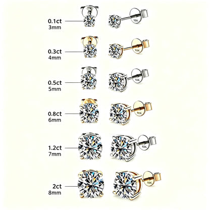 10K Gold Four-Prong Moissanite Studs
