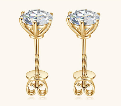 10K Gold Six-Prong Moissnaite Studs