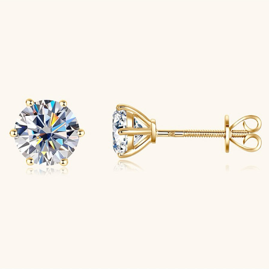 10K Gold Six-Prong Moissnaite Studs