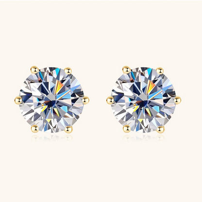 10K Gold Six-Prong Moissnaite Studs