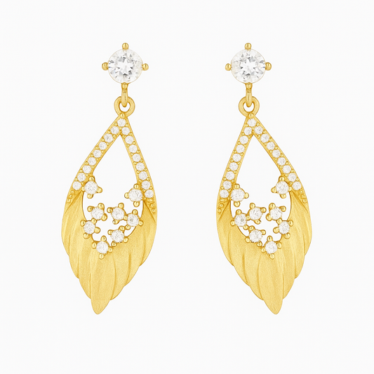 Golden Feather Spark Earrings